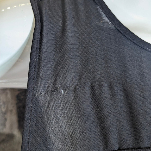 Michael Kors Black Tiered Sleeveless Top Sheer Panels Woman's Size Small‎ - Picture 3 of 16